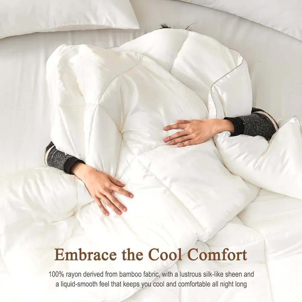 BPC 100% Rayon Derived from Bamboo Silk Blend Comforter Full/Queen Size,
